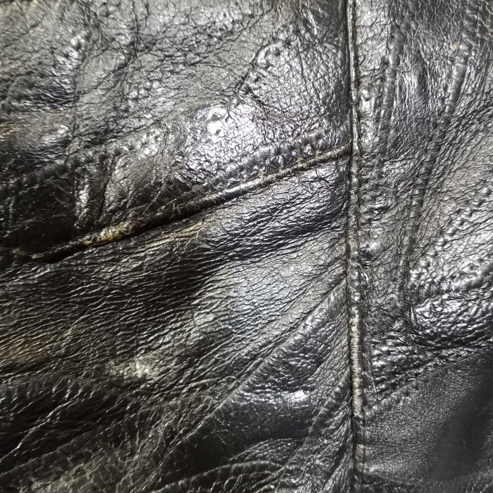 Leather Works Black Patchwork Motorcycle Biker Ve… - image 5